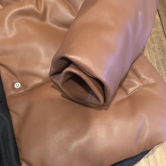 Rino & Pelle Brown Faux Leather Puffer | | Size 42 or women’s 10 - Picture 4 of 4